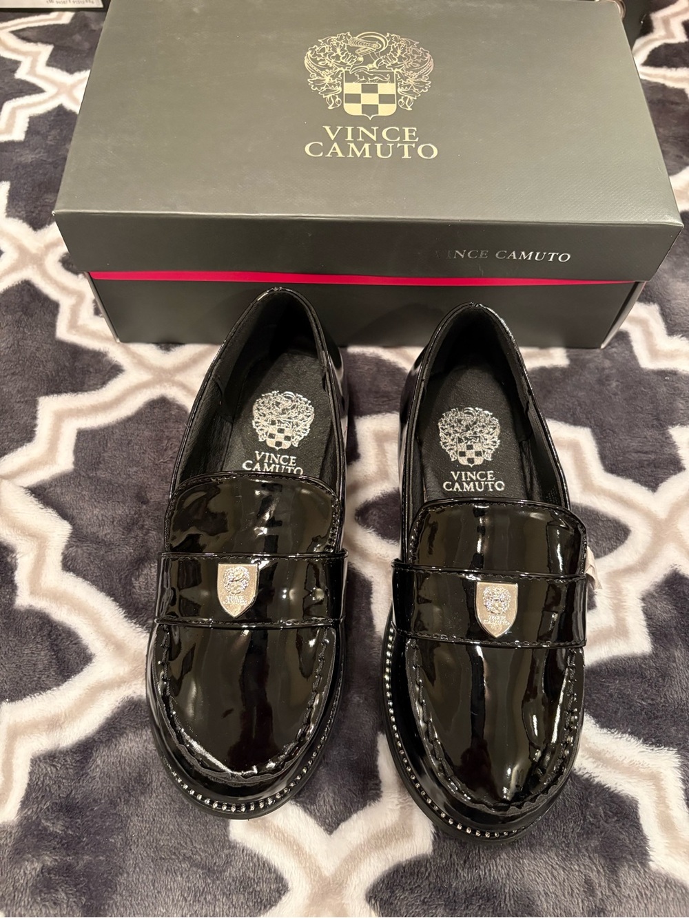 Vince Camuto Kids Black Patent Loafers